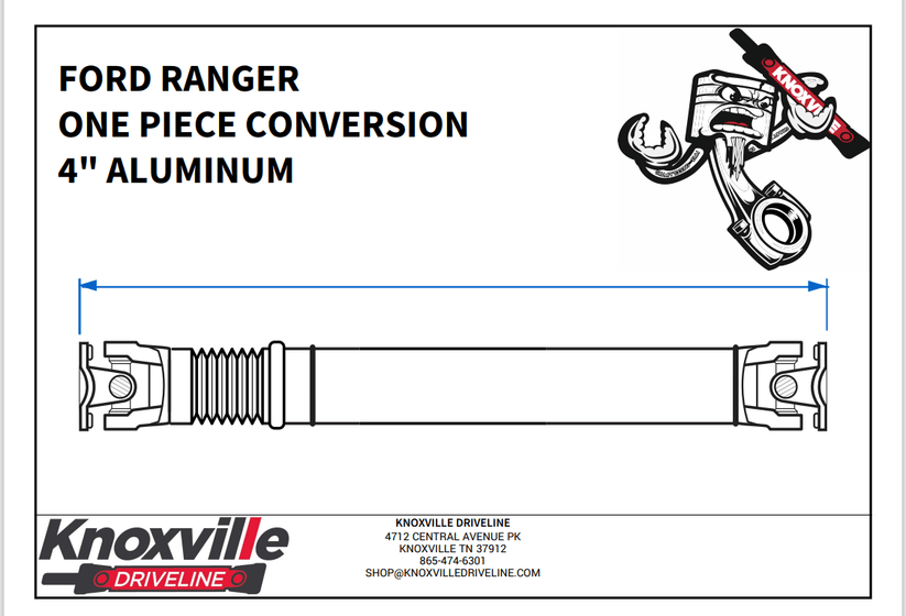 FORD RANGER TREMOR UPGRADE ONE PIECE CONVERSION – KNOXVILLE DRIVELINE